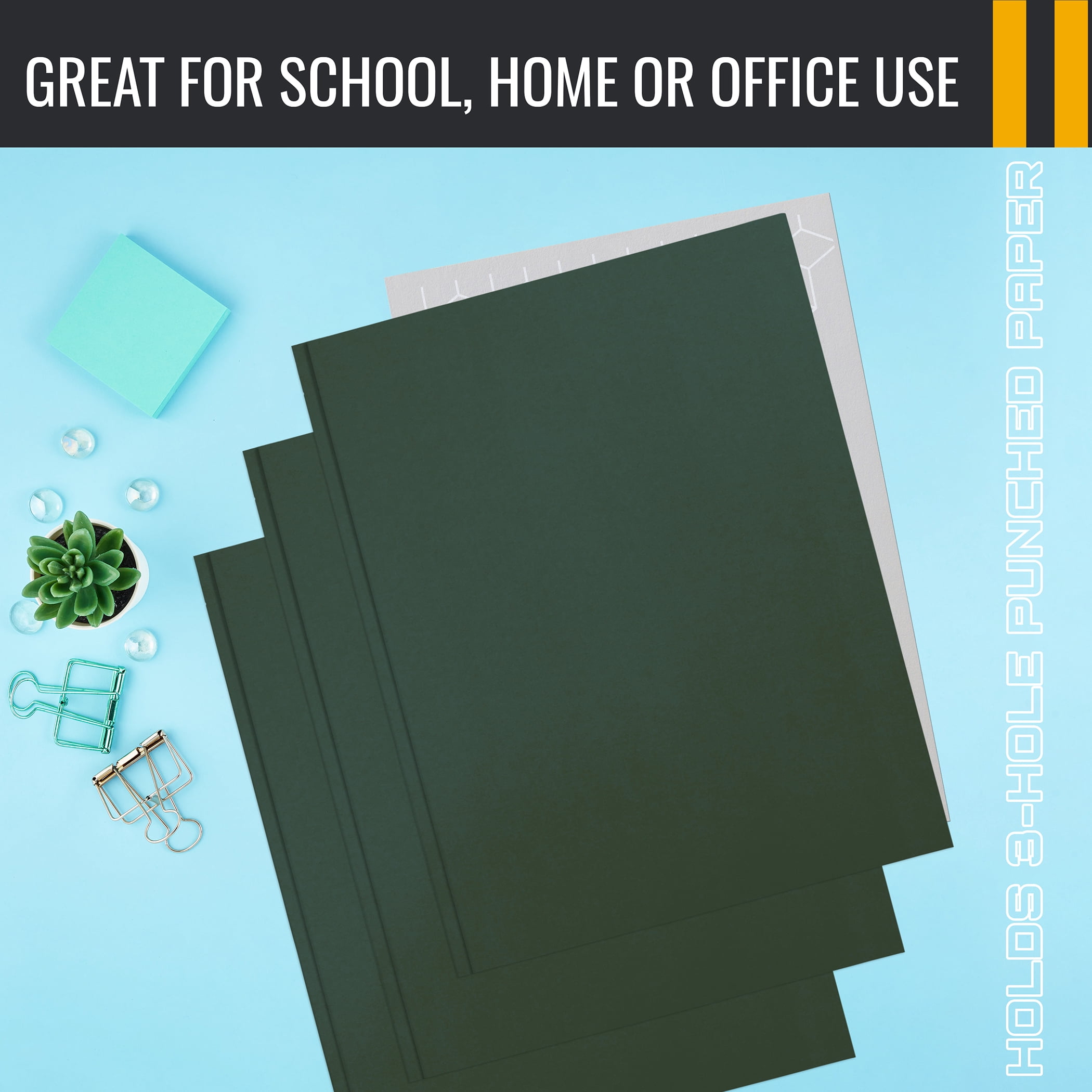 Dark Green Paper 2 Pocket Folders with Prongs, 50 Pack, by Better Office Products, Matte Texture, Letter Size Paper Folders, 50 Pack, with 3 Metal Prong Fastener Clips, Dark Green