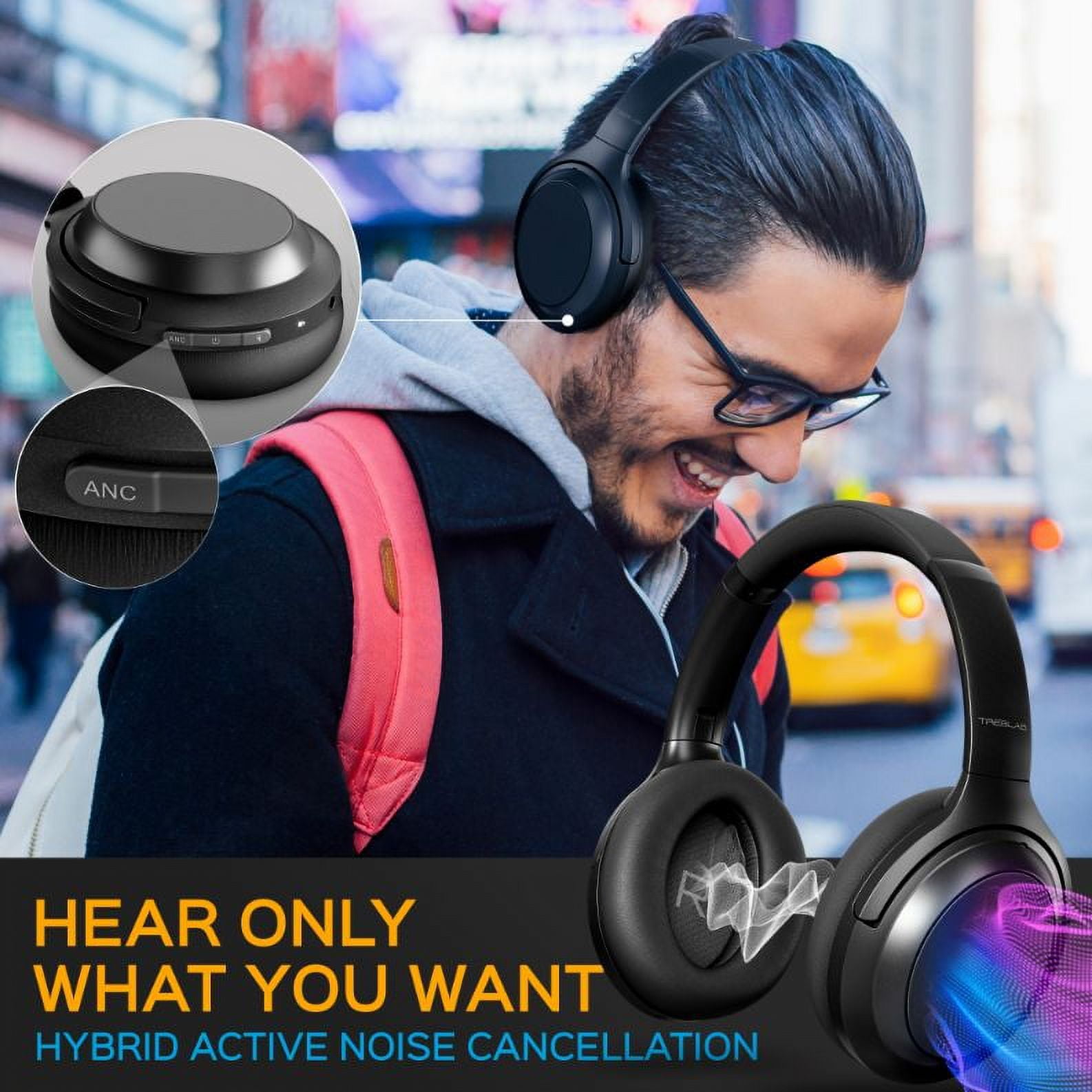 TREBLAB Z7 PRO - Hybryd Active Noise Canceling Headphones with Mic - 45H Playtime ＆ USB-C Fast Charging, ANC Wireless Over Ear Bluetooth Head並行輸入 TREBLAB Z7 Pro Hybrid Active Noise Cancelling Headphones