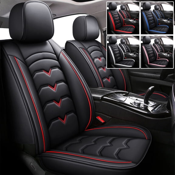 Car Seat Cover for 2000-2026 Hyundai Kona Elantra Sonata Santa Cruz Venue & More, Waterproof Faux Leather Auto Seat Cushion Protector Full Set Airbag Compatible Black