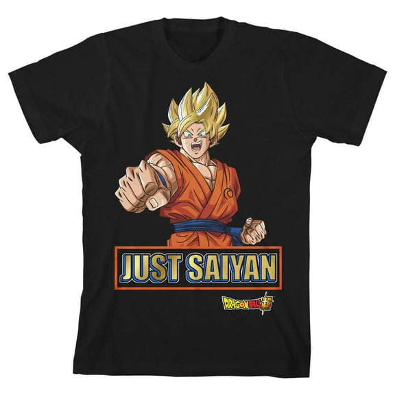 Dragon Ball Super Goku Just Saiyan Boy's Black T-shirt-Medium