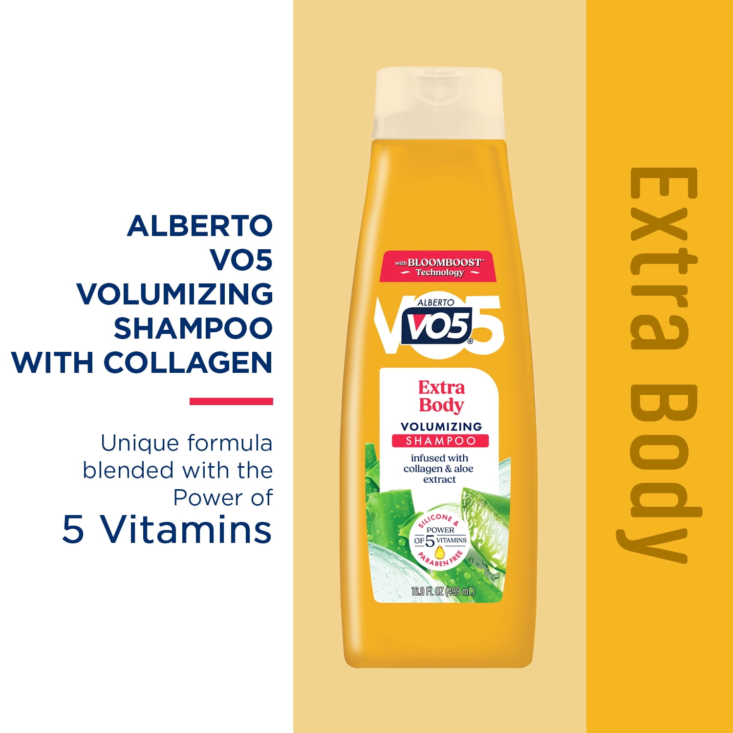 (2 pack) Alberto VO5 Extra Body Volumizing Shampoo with Collagen & Aloe Extract, Paraben Free, Vitamin-Enriched Formula for Fuller, Thicker Hair