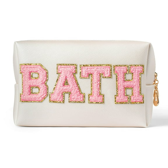 Belanttega BATH Cosmetic Bag Large Shell Gold - PU Leather Portable Toiletry Bag Travel Organizer Suitable for Skin Care Products Toothbrush Storage Bathroom Supplies Organizer Bag Small Item Storage