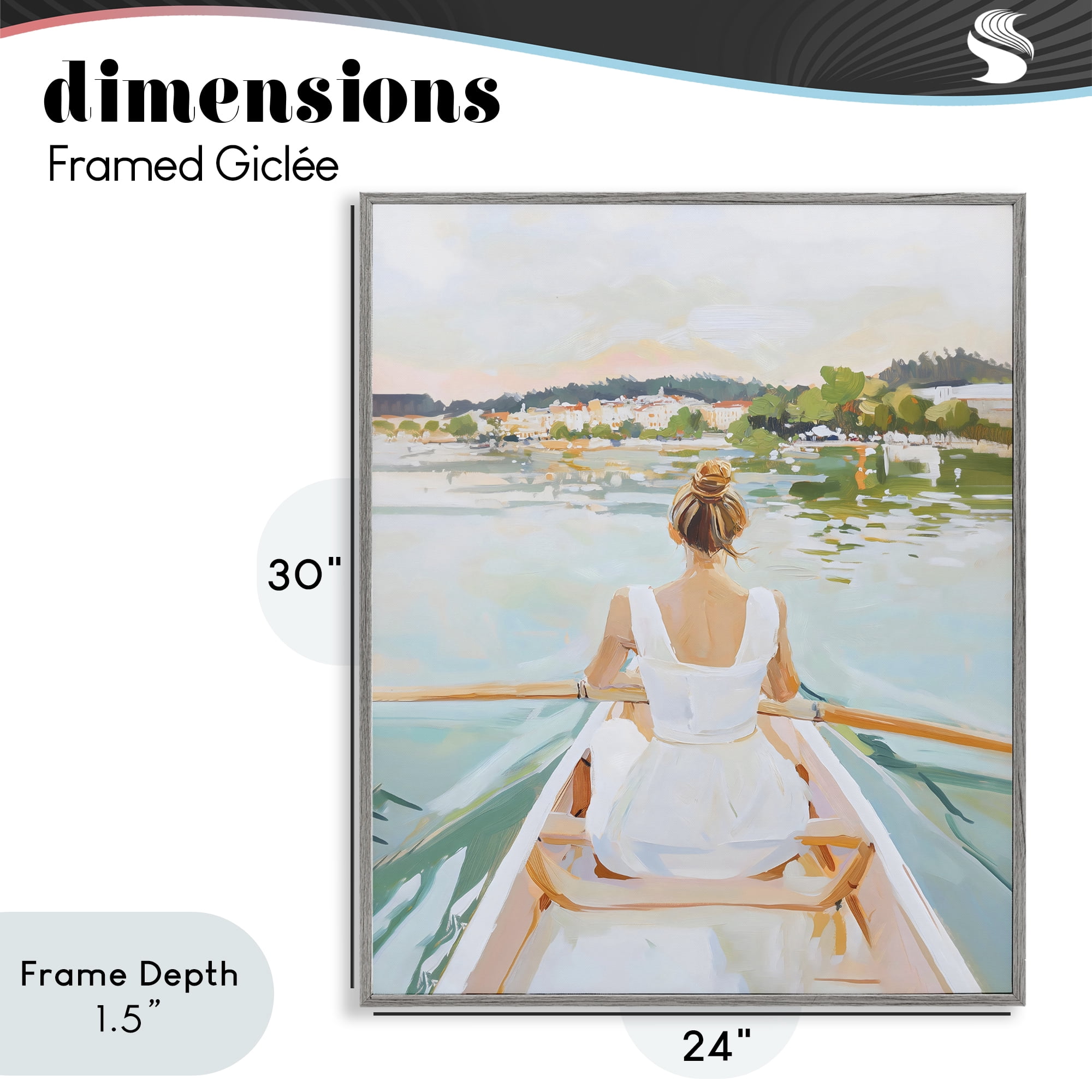 Stupell Industries Girl In Peaceful Canoe Ride Gray Framed Giclee Art, design by The Prints Vibe