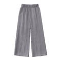 thumbnail image 3 of Krdevn Girls Crinkle Gauze Wide Leg Pants Elastic Waist Casual Summer Kids Solid Trousers,9-10 Years, 3 of 6