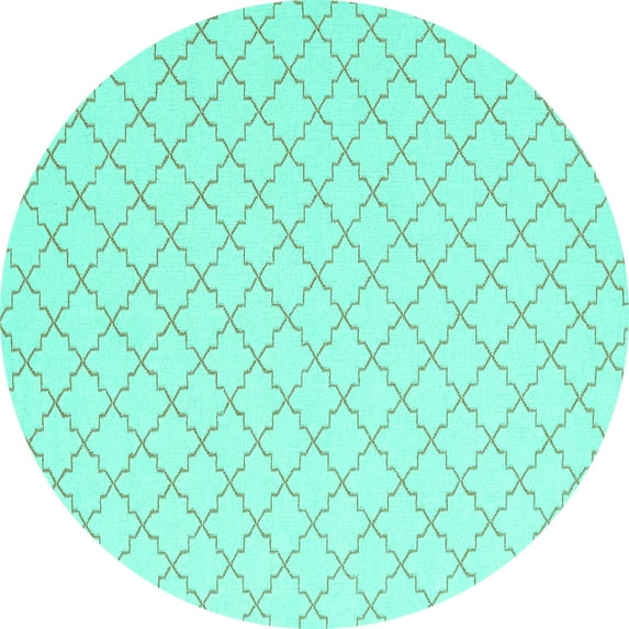 Ahgly Company Indoor Round Trellis Turquoise Blue Contemporary Area Rugs, 6' Round