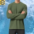 thumbnail image 3 of Stamzod Rash Guard for Men Crew Neck Long Sleeve Sun Shirt Casual Athletic Fishing T-Shirts Army Green S, 3 of 9