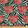 thumbnail image 2 of Ambesonne Valentine's Day Fabric by the Yard Upholstery, Heart Love Zebra, 2 Yards, Coral Charcoal Grey, 2 of 5
