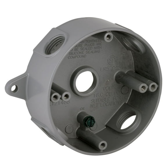 Bell Outdoor Round Weatherproof Box,5 Inlet,16 cu. In 5361-0