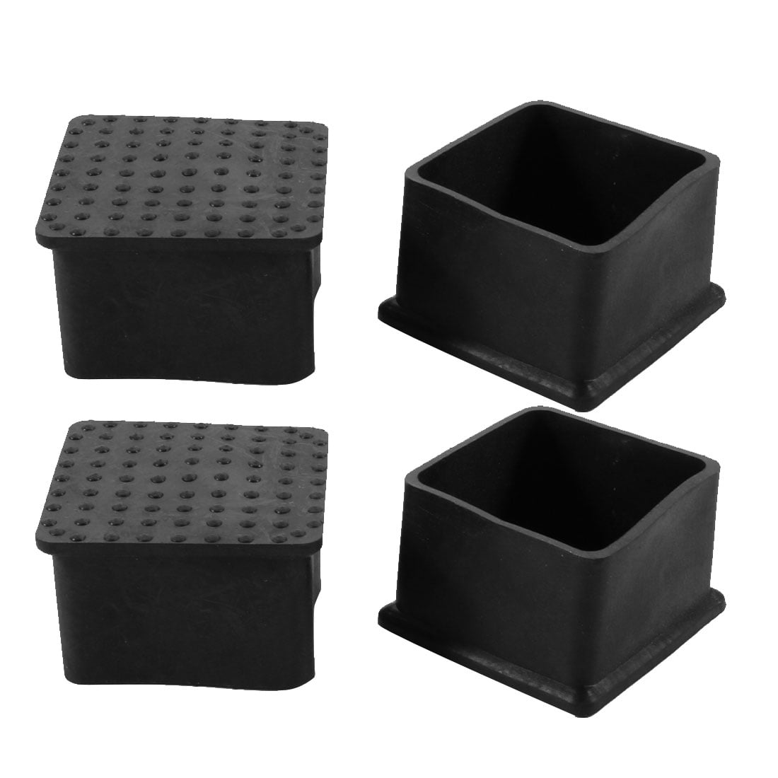 4pcs 44x44mm Black PVC Rubber Square Chair Leg Insert Floor Cover