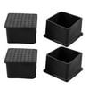 4pcs 44x44mm Black PVC Rubber Square Chair Leg Insert Floor Cover Protector