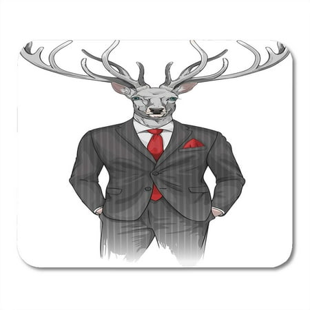 KDAGR Bachelor Black Deer of Man with Deer's Head Dressed in Suit Stag Horn Mousepad Mouse Pad Mouse Mat 9x10 (Best Bachelor Pad Accessories)