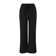 thumbnail image 4 of YUEJUIR Work Pants Women Women'S Solid Color Cotton And Linen Wide Leg Pants Slit Drawstring High Waist Casual Loose Pants Casual Straight Leg Pants With Pockets (Black,XXL), 4 of 5