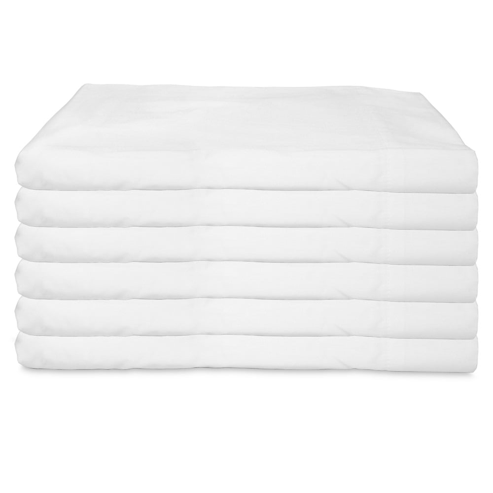 LOT of 6 NEW WHITE HOTEL QUALITY KING SIZE FLAT SHEETS HIGH THREAD COUNT T-180 