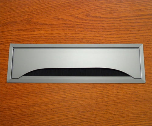 Silver Rectangular Metal Table Grommet with Bristles