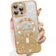 thumbnail image 1 of iPhone 16 Pro Max Case, Compatible with MagSafe Hearts Plating Camera Protection Transparent Phone Case, Magnetic Glitter, 1 of 5
