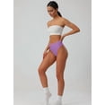 thumbnail image 5 of Women'S Large Size Cotton Half-Cover Hip High Waist Solid Color High Slit Briefs Purple XL, 5 of 9