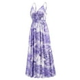 thumbnail image 6 of Franhais Women's Summer Long Sling Dress Sleeveless Backless Deep V Neck Boho Floral Dress For Holiday, 6 of 9
