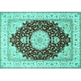 thumbnail image 1 of Ahgly Company Machine Washable Indoor Rectangle Medallion Turquoise Blue Traditional Area Rugs, 5' x 7', 1 of 4