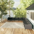 thumbnail image 1 of vidaXL 9 Piece Garden Lounge Set with Cushions Poly Rattan Dark Grey, 1 of 4