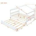 thumbnail image 7 of Full Size House Bed with Twin Size Trundle, Wooden Playhouse Tent Bed Twin Daybed with Headboard, Montessori House Bed Frame for Girls Boys Teens Guests Sleepovers, 79.5''Lx57''Wx62.9''H, White, 7 of 7