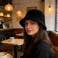 thumbnail image 2 of AJGRHE Women Cloche Bucket Hat Vintage Wool Felt Hat Winter Warm Bowler Cap Ladies Fedora Fall Bell Round Cap Black One Size, 2 of 4