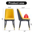thumbnail image 4 of Dining Chairs Orange yellow and dark gray stitching style, equipped with artificial leather cushioned seats, suitable for kitchen, living room, and dining room , 2-piece set (orange yellow and dark g, 4 of 21