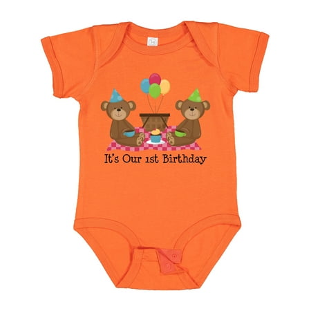 

Inktastic Twins 1st Birthday Bears Gift Baby Boy or Baby Girl Bodysuit