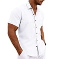 thumbnail image 4 of Yifymode Mens Button Down Shirts Short Sleeve Casual Shirt Summer Beach Wedding Tops with Pocket,White 3XL, 4 of 5