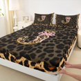 thumbnail image 3 of Manfei Leopard Print J Personalized Initial Bed Sheets 4pcs for Teens Female,Girls Vintage Bowtie Cheetah Print King Sheets,Microfiber Bedroom Decor, 3 of 4