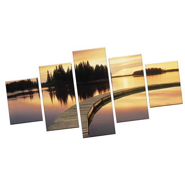5 piezas de abstracto moderno arte de pared sobre atún marino, galleta de café, leones blancos negros estirados enmarcados para decoración de p Puesta de sol Baoblaze Impresiones de lienzos de pared