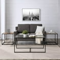 thumbnail image 3 of 3-Piece Industrial Tempered Glass Top Nesting Table Set in Rustic Oak, 3 of 6