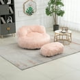 thumbnail image 3 of Faux Fur Bean Bag Chair with Ottoman, Soft Fluffy Plush Lazy Sofa with Footrest, Fuzzy Puff Chair for Adults and Kids, Pink, 3 of 9