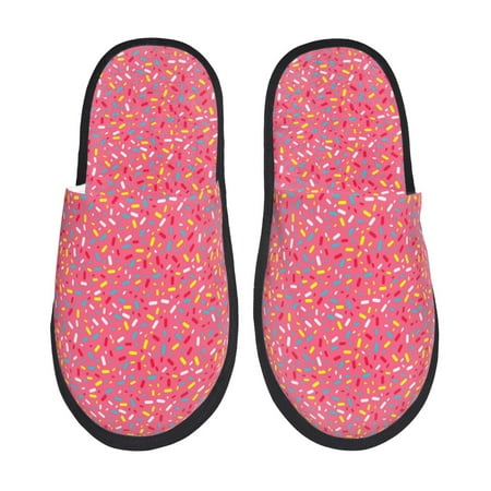 

Tideii Colorful Sprinkles Donuts for Home Indoor Cotton Slippers Autumn and Winter EVA Plush Slippers Household Supplies Unisex-Large