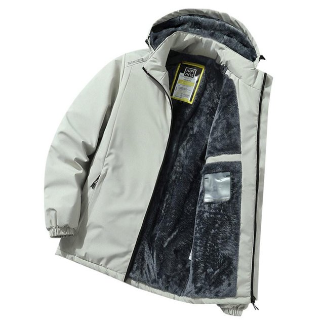 Styesk Jackets for Men Man Solid Color Fleecing Intensification Parsnip Climbing Outdoors Outdoor Jacket