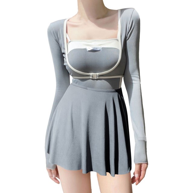 Gibobby Trajes de Natación para Mujer Traje de baño de pieza de pantalones cortos de sólido a la moda para mujer traje de baño de Bikini Sexy traje de ba(A,Talla única)