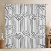 Manfei Gray Stripe Black Out Curtains,Abstract Geometric Lines Curtains Pack of 2 (42x63 Each),Modern Art Bedroom Curtains For Girls Kids,Microfiber Bedroom Decor