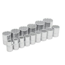 Urrea 54114 1/2-Inch Drive 12-Point Chrome Socket Set, 15-Piece