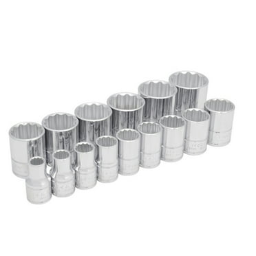 Urrea 54114 1/2-Inch Drive 12-Point Chrome Socket Set, 15-Piece