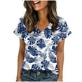 thumbnail image 5 of PNTUTB Women's Summer Fashionable Versatile Print V Neck Pullover Short Sleeve Loose Comfortable T Shirts, 5 of 6