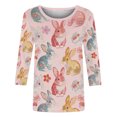 thumbnail image 5 of CLOISE Summer Tops for Women 3/4 Sleeves Easter Plus Size Shirts Crewneck Holiday Pullover Bunny Holiday Blouses Pink L, 5 of 8