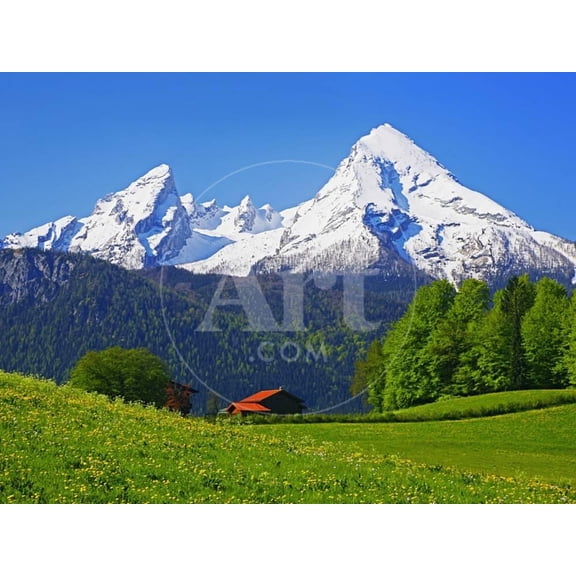 Cabin Below Watzmann Mountain in Bavarian Alps, Scenic Seasons World Culture Unframed Photographic Print Wall Art by Walter Geiersperger Sold by ArtCom
