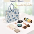 thumbnail image 4 of Corduroy Composite Fabric Tote Bag Magnetic Snap Large Capacity Crossbody Bag Beige Shoulder Strap Indigo Palm Pattern, 4 of 7