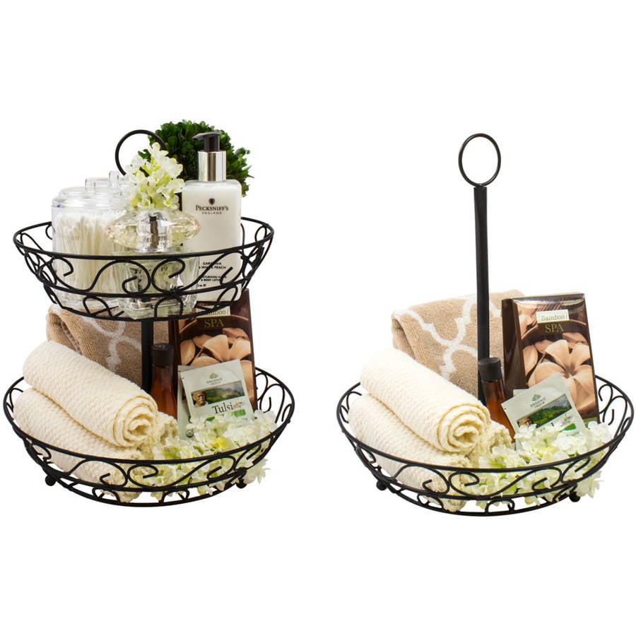 Sorbus 2-Tier Countertop Fruit Basket Holder & Decorative Bowl Stand—Perfect for Fruit Snacks Household Items Vegetables Bronze and Much More 