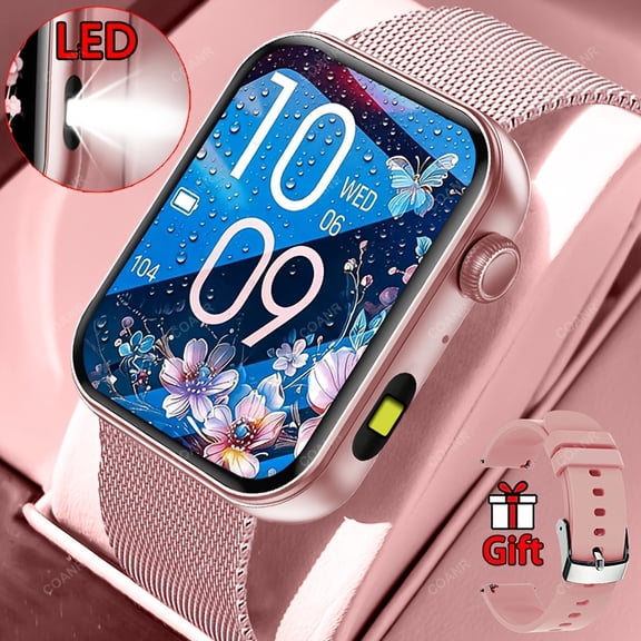 High-end Women's Smart Watch: Call Function, Built-in Flashlight, Alarm Clock, Music Control, Sedentary Reminder, Calorie & Fitness Tracker, 100 Sports Modes, iPhone/Android Compatible