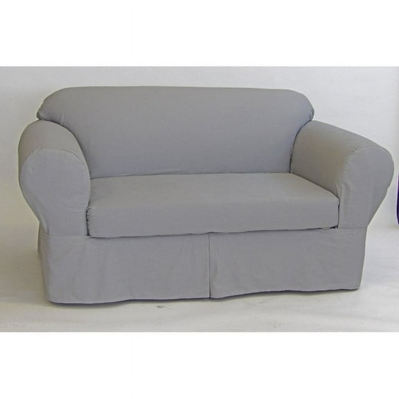 Brushed Cotton Twill 2 Piece Loveseat Slipcover in Khaki
