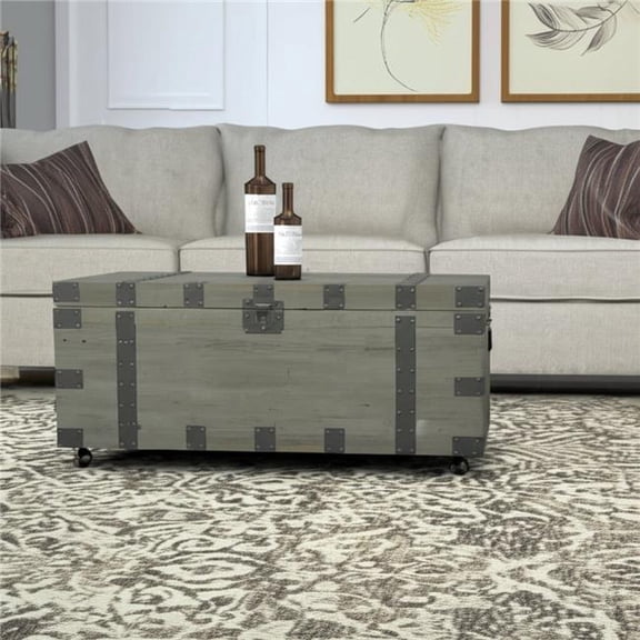 HomeRoots 554274 22 in. Brown Reclaimed Wood Distressed Trunk Coffee Table