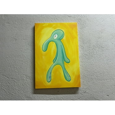 Squidward Painting Print, 3d Printed Canvas, Canvas Wall Art, Canvas Print, Bold And Brash Artwork, Modern Canvas Decor, Abstract Canvas Print, Canvas Wall Decor - Natural Framed