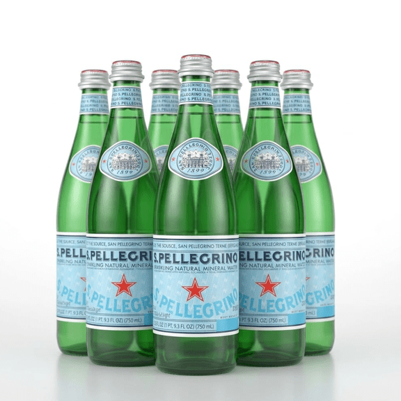 San Pellegrino Sparkling Natural Mineral Water – 750 mL (25.30 fl oz) Glass Bottles – 6 Pack – Premium Italian Carbonated Mineral Water