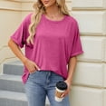 thumbnail image 3 of T-shirt à Manches Courtes Unicolore Décontracté pour Femmes - Col Rond, 3 of 8