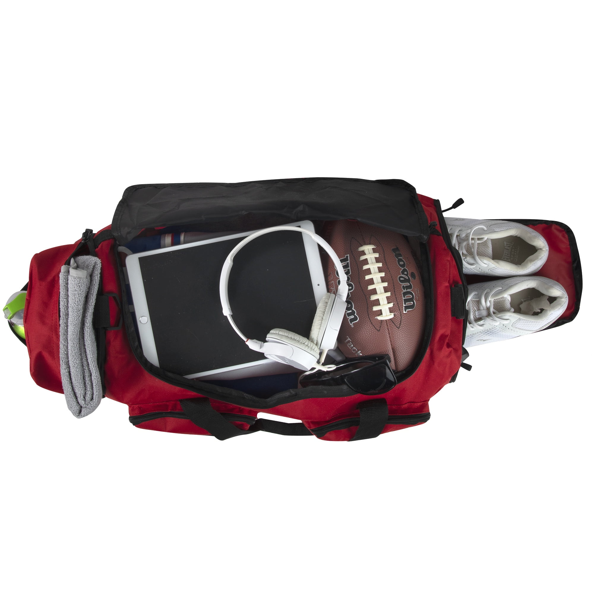 Summit Ridge 22"L Duffel Bag 38 Liter Capacity for Gym Clothes, Sports Equipment, Towels, Sneakers, Travel, Commute in Red